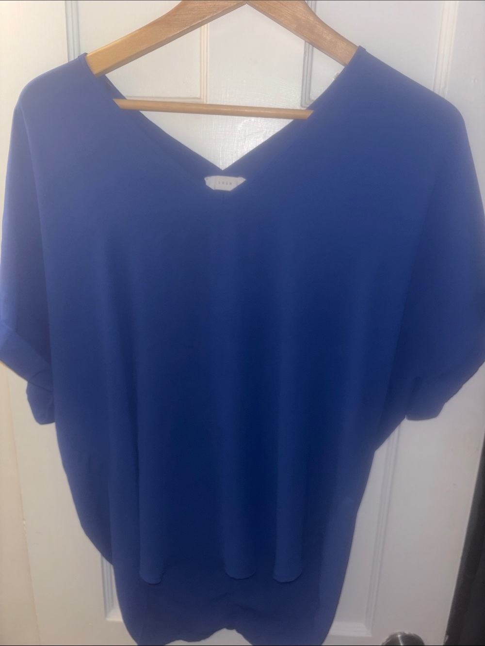 Lush V-Neck Short Sleeve Blouse in Royal Blue